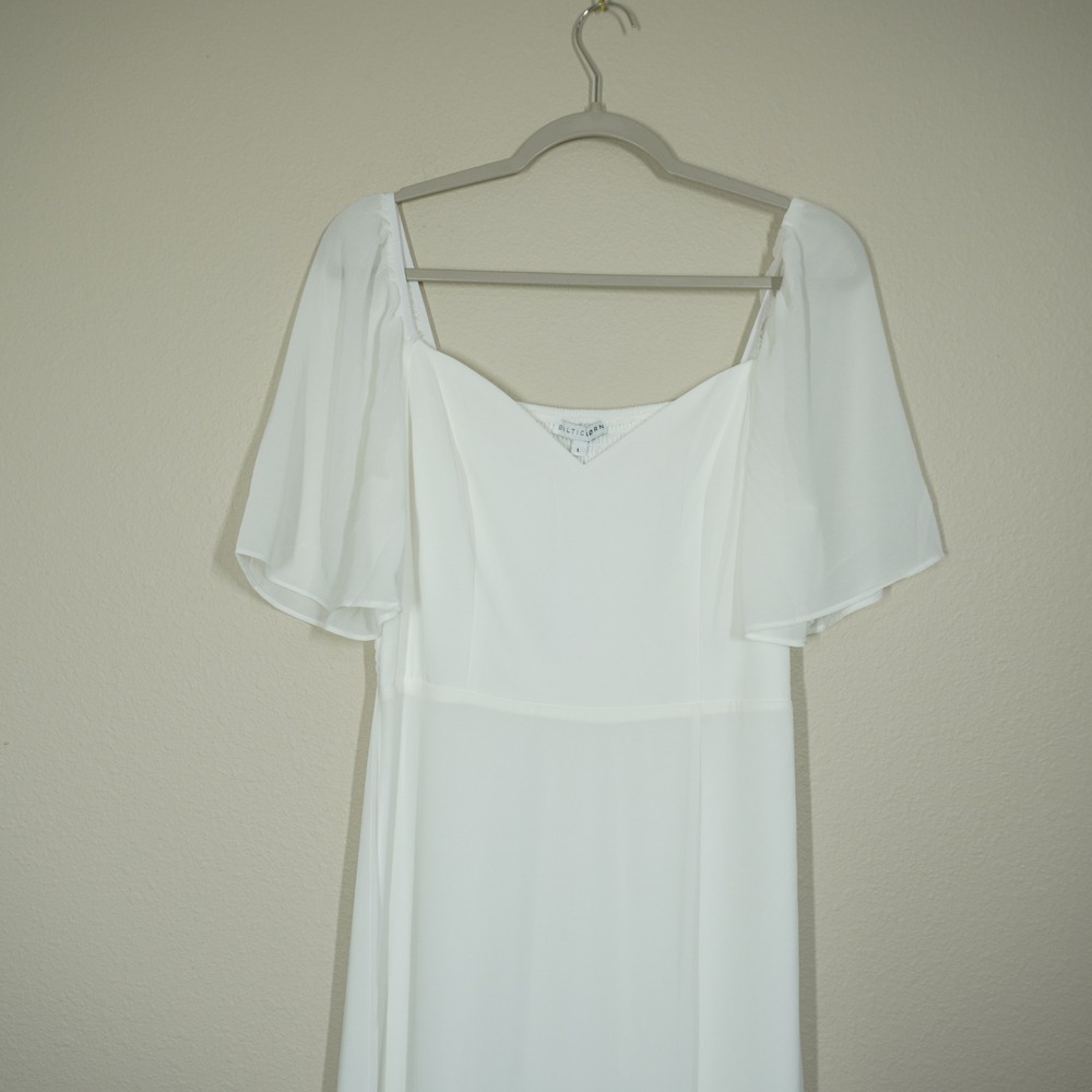 Baltic Born NEW Large Sierra Sweetheart Maxi Dress White Flutter Sleeve Bridal - Picture 2 of 10